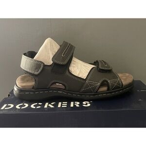 Dockers Newpage Sandals Mens Size 7 Gray Hook & Loop Memory Foam Shoes Comfort